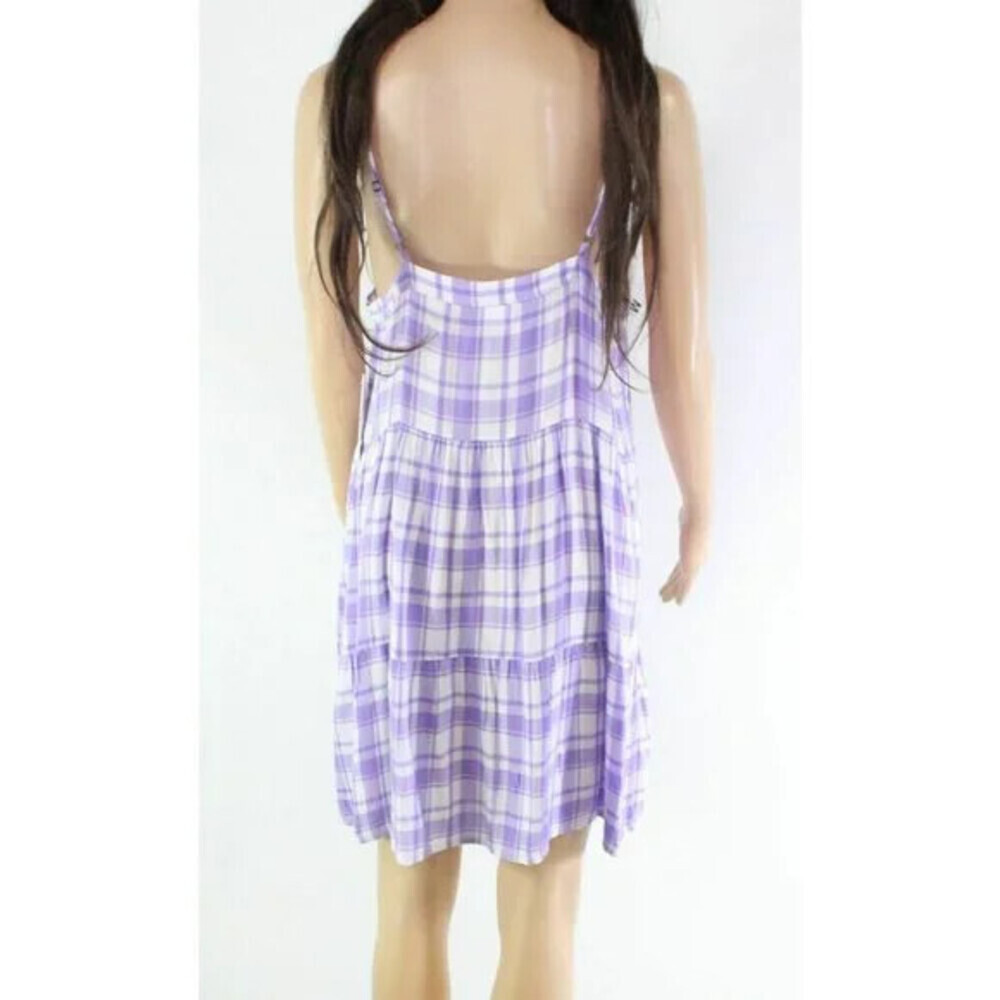 Abound Women's Dress White Purple Shift Plaid V-Neck Button Detail Size XS - Picture 7 of 7